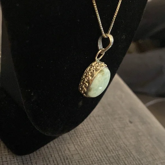 Vintage Sterling Silver Turquoise Necklace - Picture 2 of 7